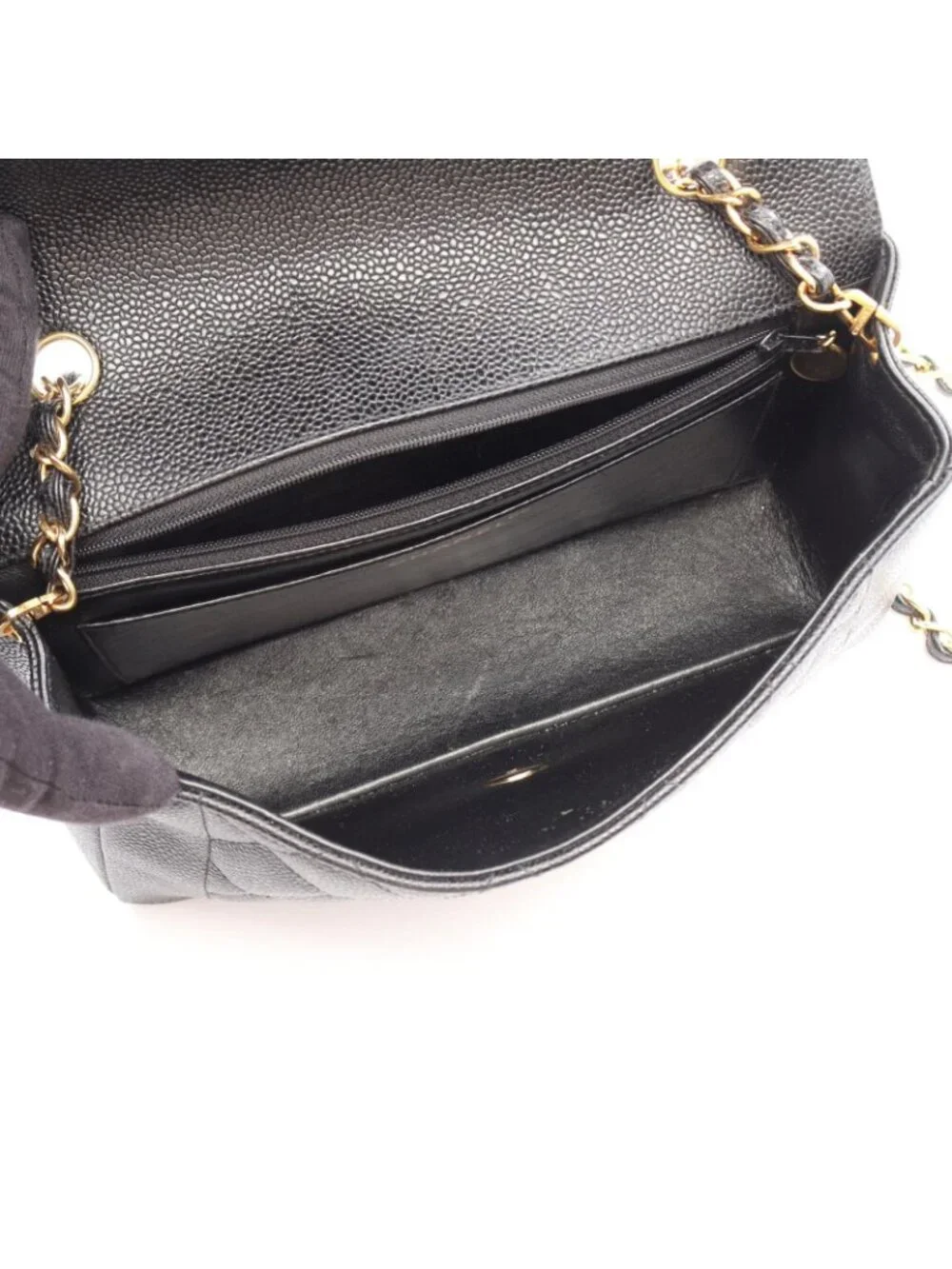Chanel Shoulder Bag Quilted Diana Flap Black Caviar Leather Chain